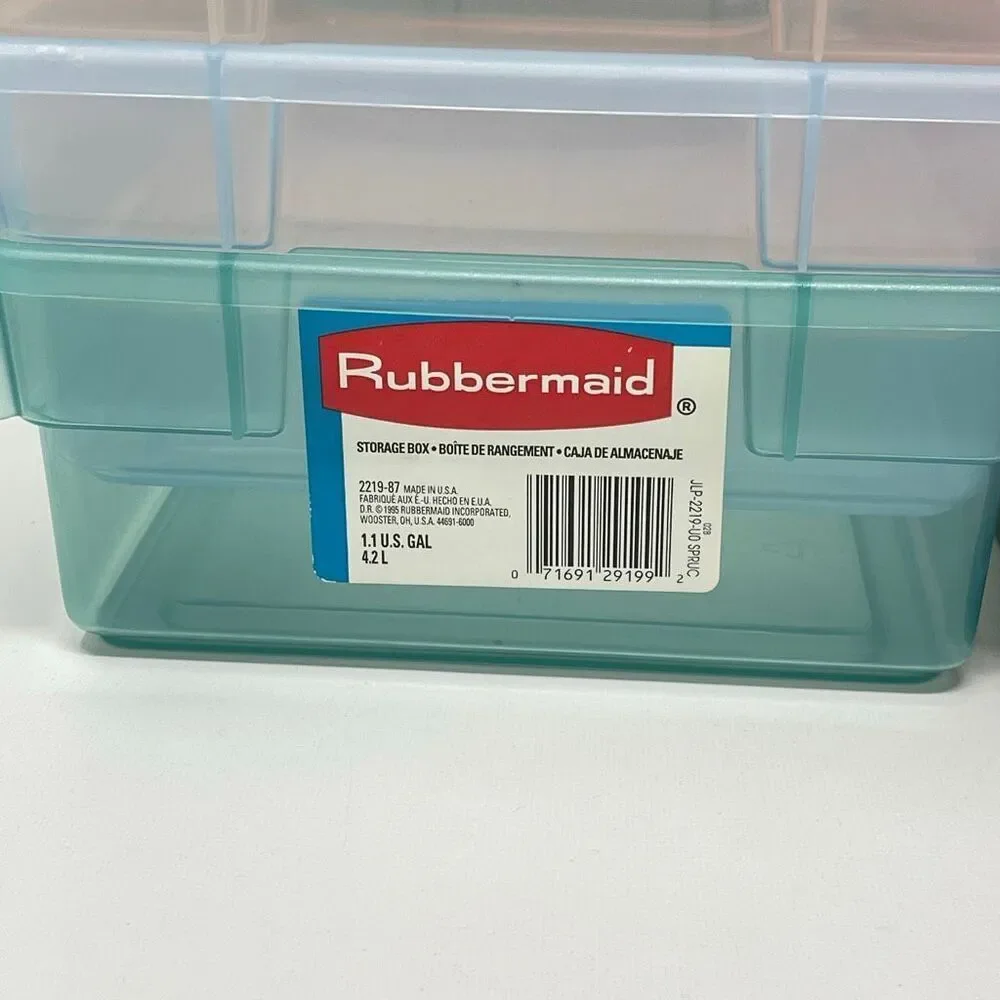 Rubbermaid Lot of 3 Vintage Green Pink Blue Shoe Box Storage Container 0286